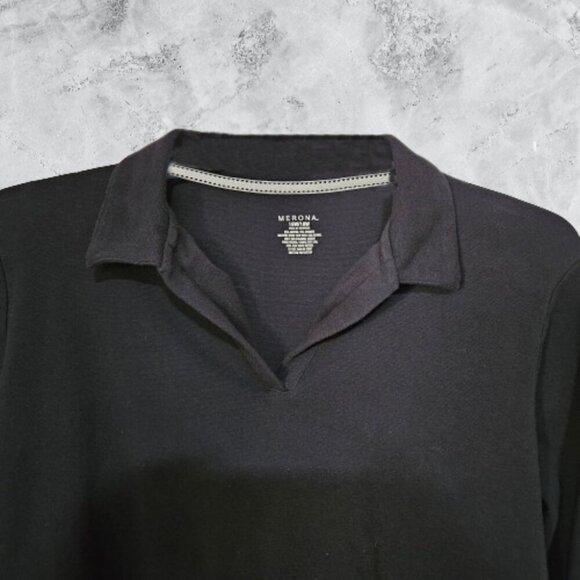 Merona Black Collared 3/4 Sleeve Women's Top - 16W/18W - Picture 4 of 6